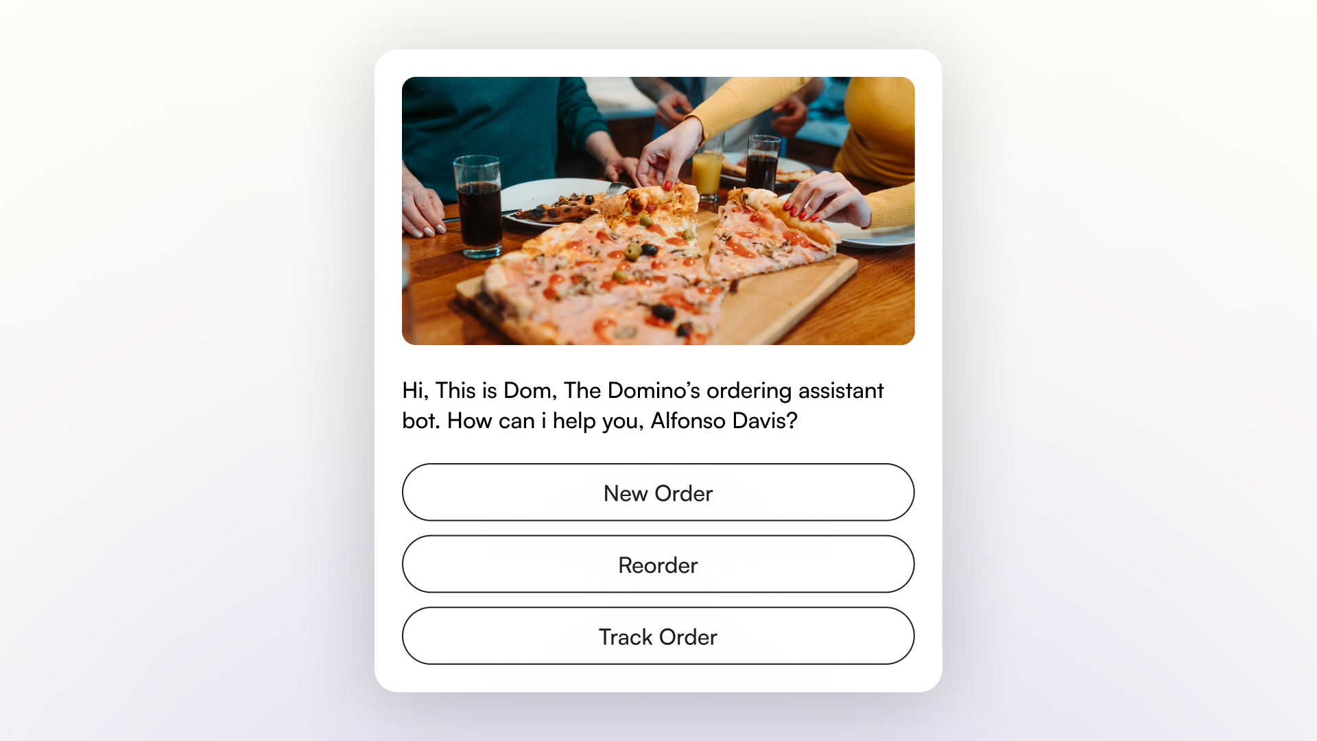 Dominos chatbot for ordering food