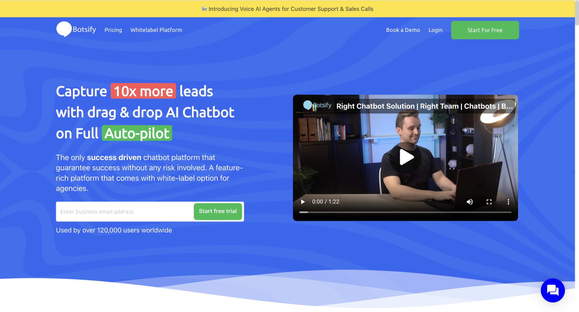 Botsify's website homepage, developing chatbots for UAE businesses.