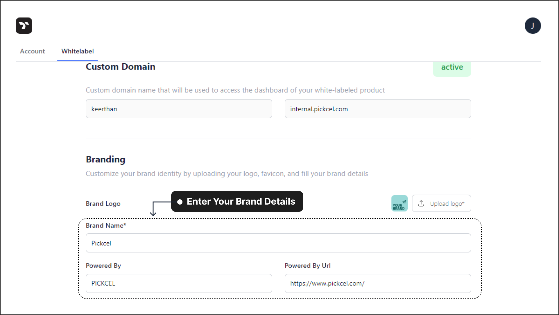 Type your Brand name and other details