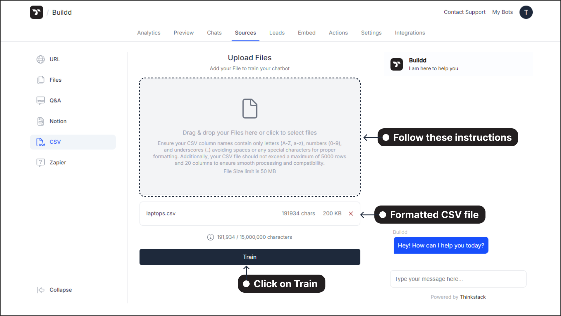 Navigate to sources and select sources