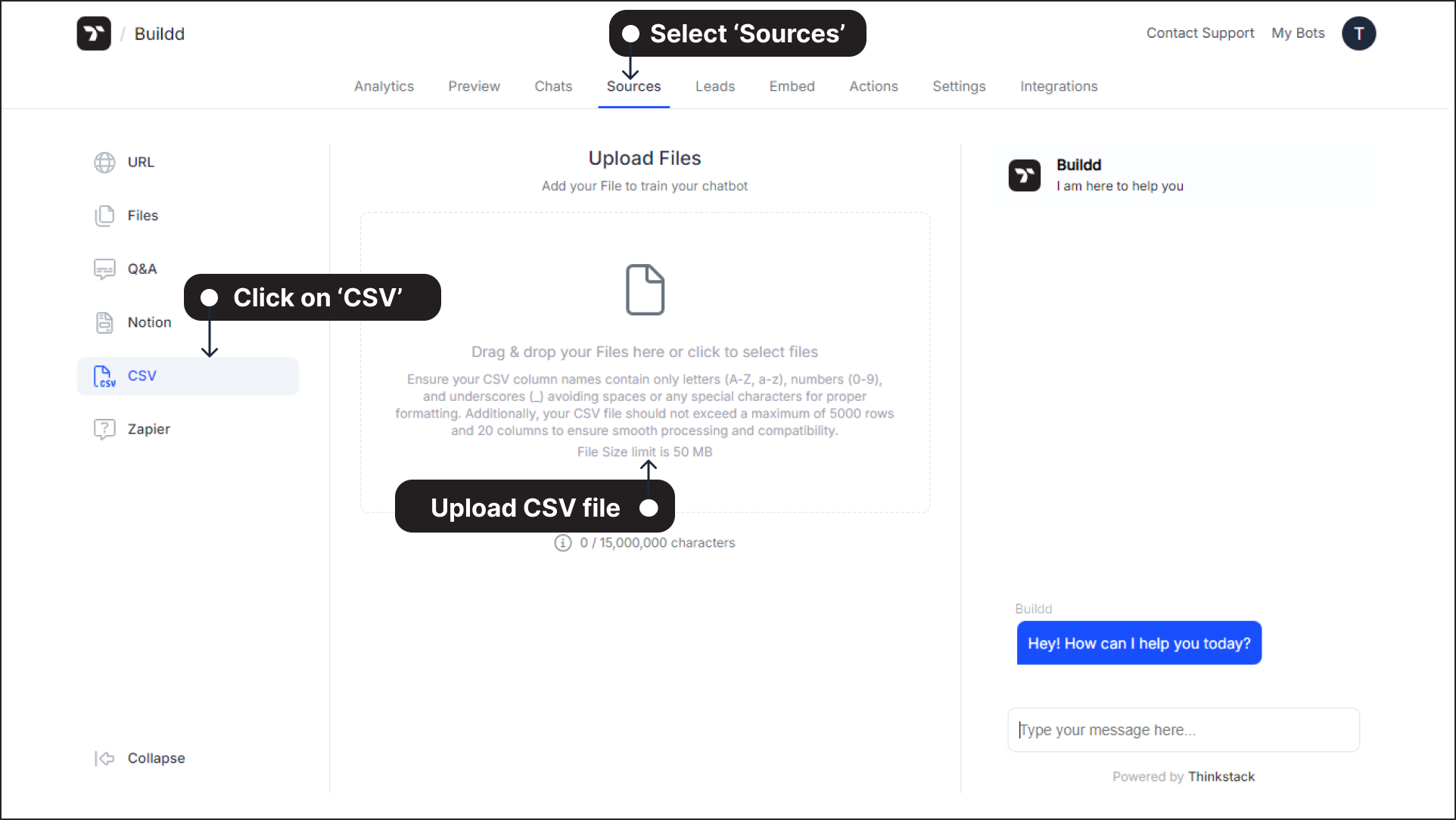 Navigate to sources and select sources