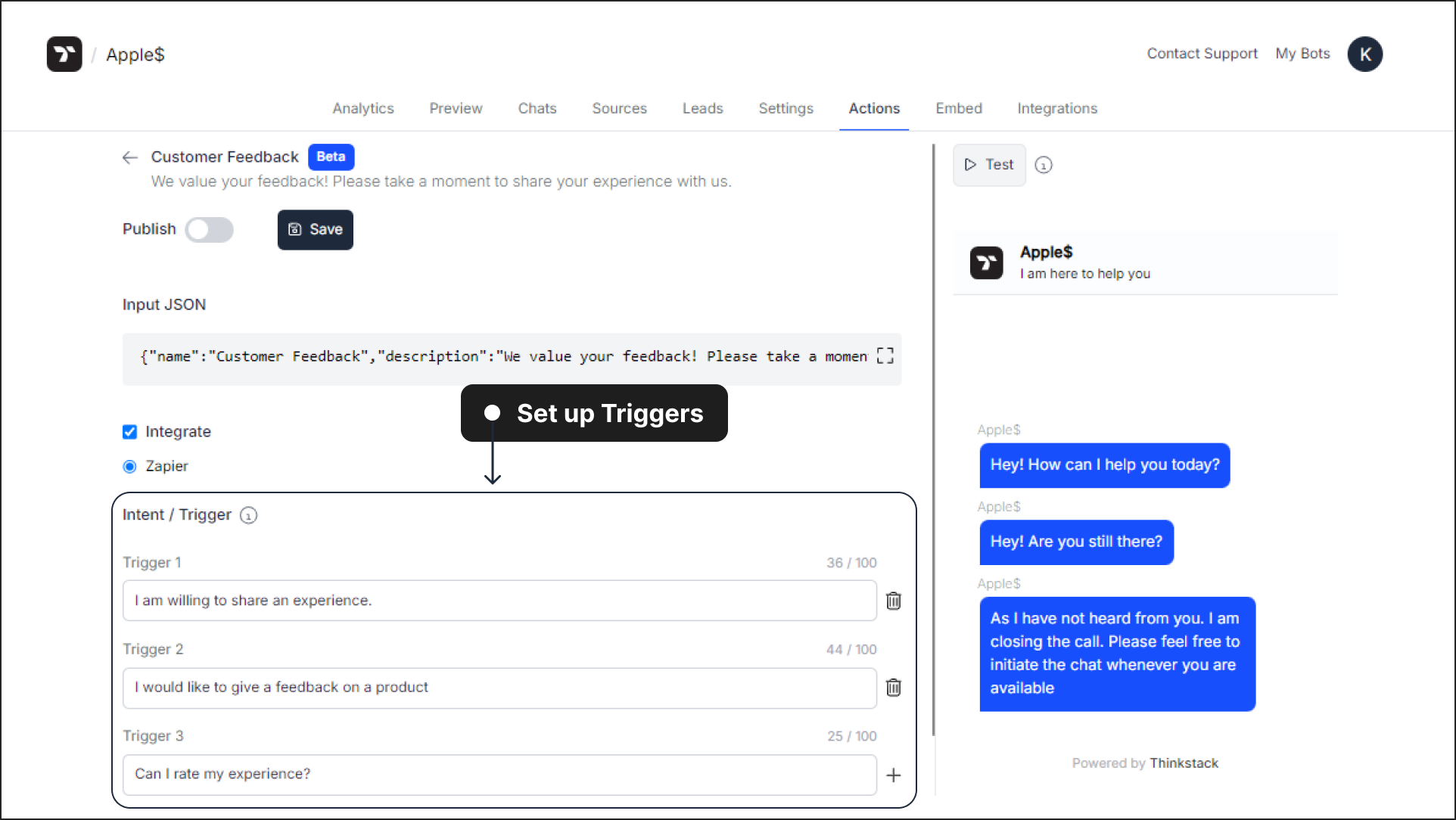 Set up triggers