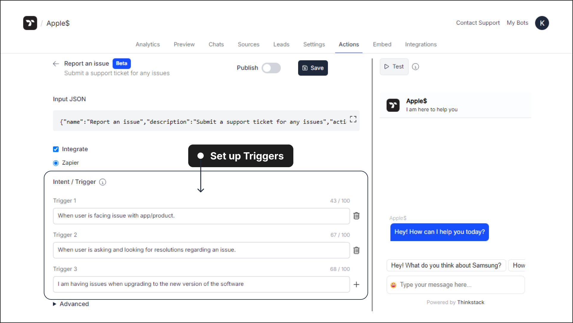 Set up triggers