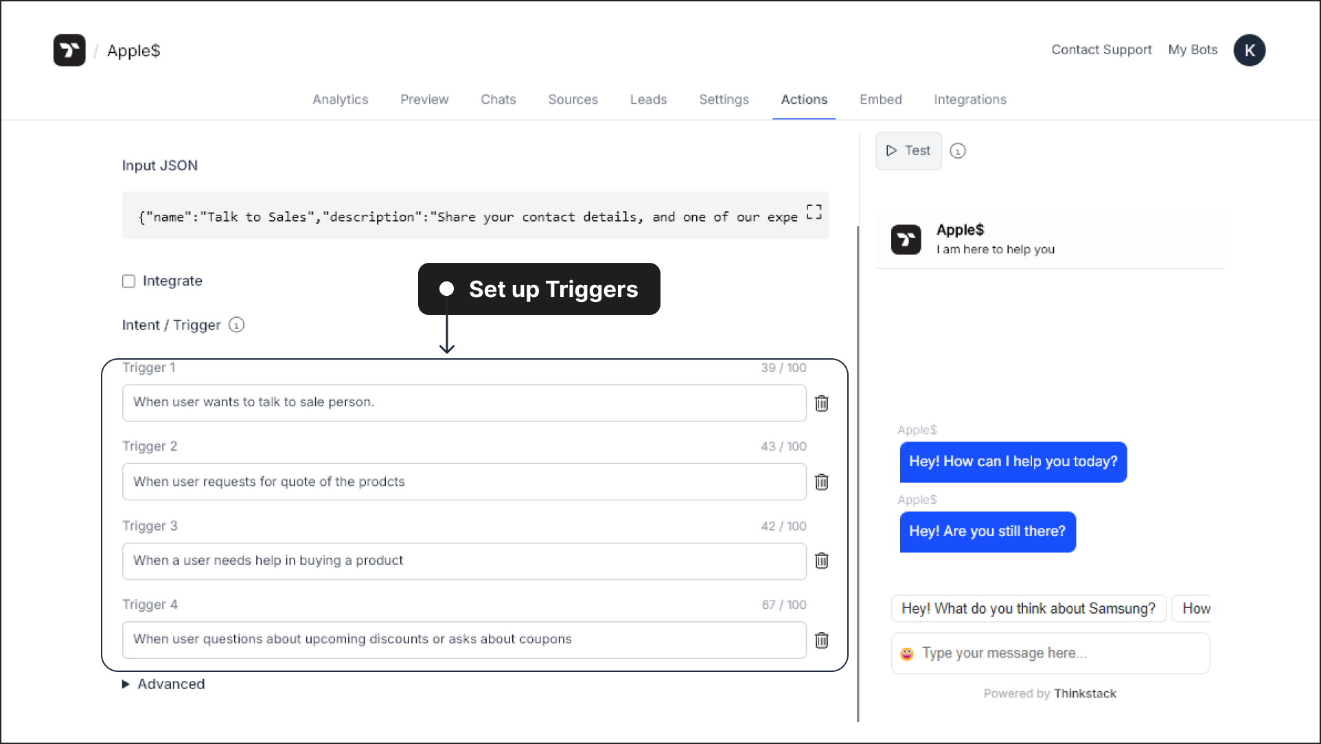 Set up triggers